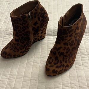 Madden Girl leopard Zumba wedge booties